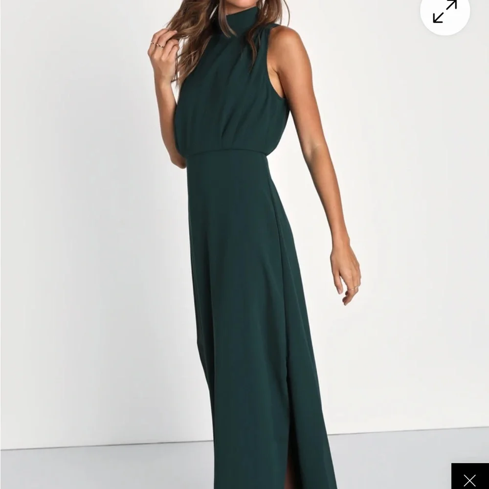 Lulu's Emerald Green Chiffon Sleeveless Mock NeckMaxi Dress - Picture 4 of 10
